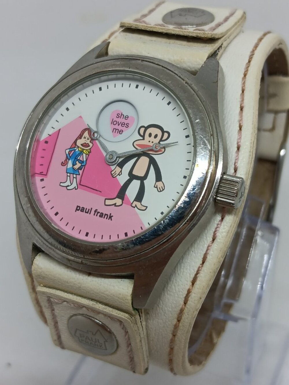 VINTAGE 2004 Paul Frank RBLS0308 "She Loves Me" Women's 36mm Speech Bubble Watch